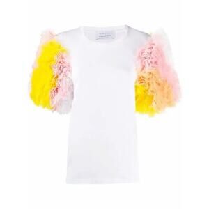 EMILIO PUCCI x TOMO KOIZUMI Tee Shirt White Ruffled Polyester Blend Tulle
